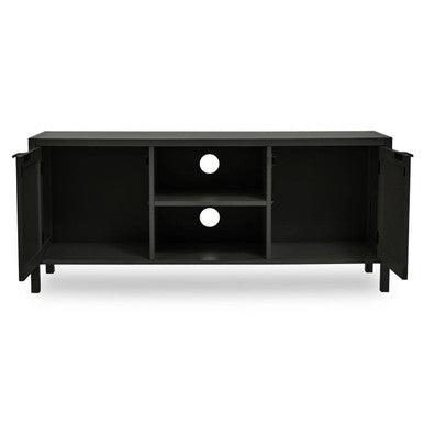 Black Wood and Rattan Media Unit | Sherman