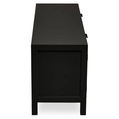 Black Wood and Rattan Media Unit | Sherman