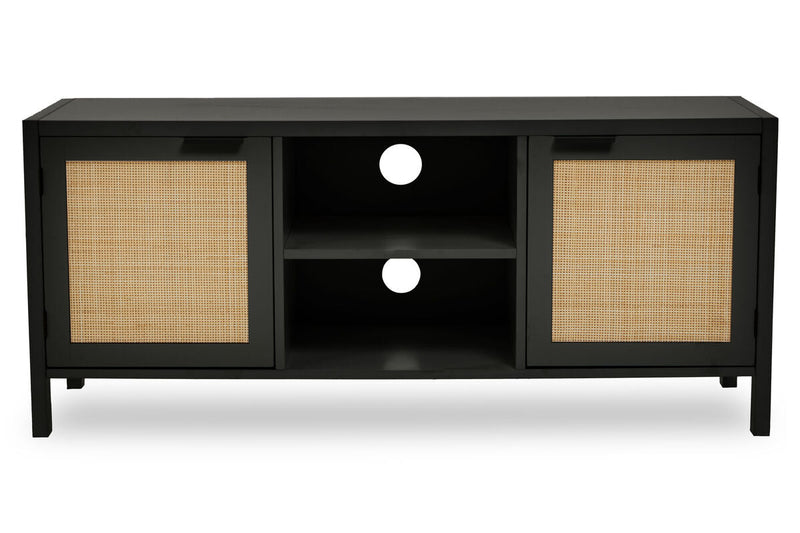 Black Wood and Rattan Media Unit | Sherman