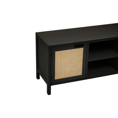 Black Wood and Rattan Media Unit | Sherman