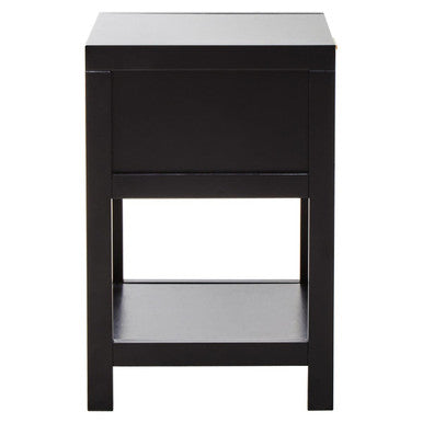 Black Wooden Bedside Table with Natural Rattan 1 Drawer | Sherman