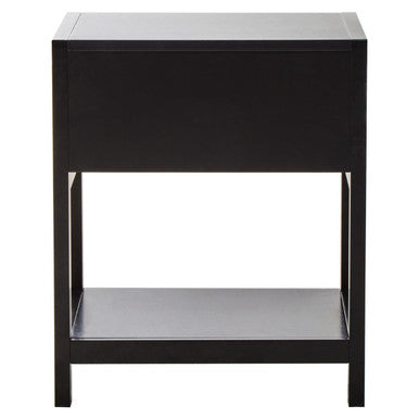 Black Wooden Bedside Table with Natural Rattan 1 Drawer | Sherman