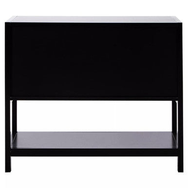 Black Wood and Rattan Two Door Side Cabinet | Sherman