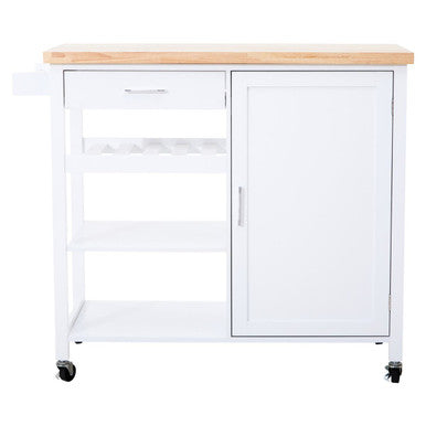 White Kitchen Trolley with Drawer and Cabinet | Frankfurt