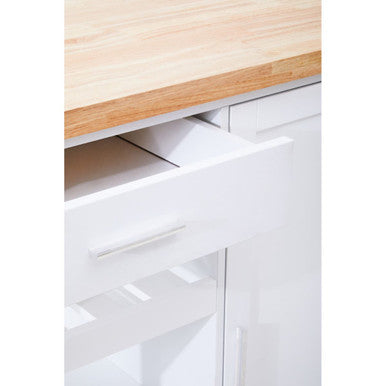 White Kitchen Trolley with Drawer and Cabinet | Frankfurt