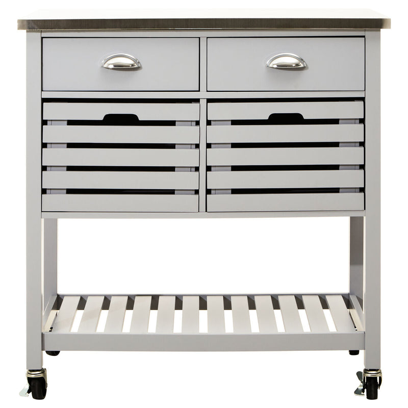 Grey Kitchen Trolley with Stainless Steel Top | Frankfurt
