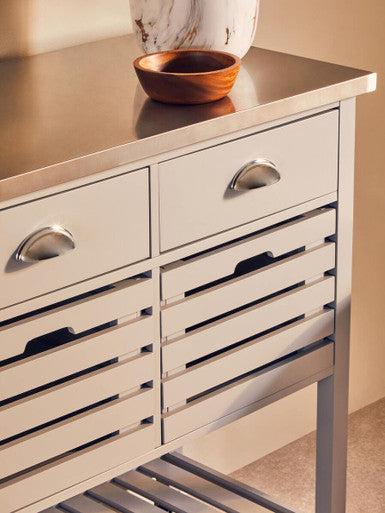 Grey Kitchen Trolley with Stainless Steel Top | Frankfurt