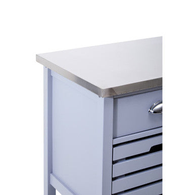 Grey Kitchen Trolley with Stainless Steel Top | Frankfurt