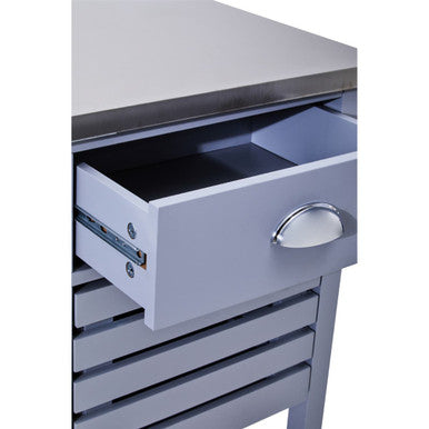 Grey Kitchen Trolley with Stainless Steel Top | Frankfurt