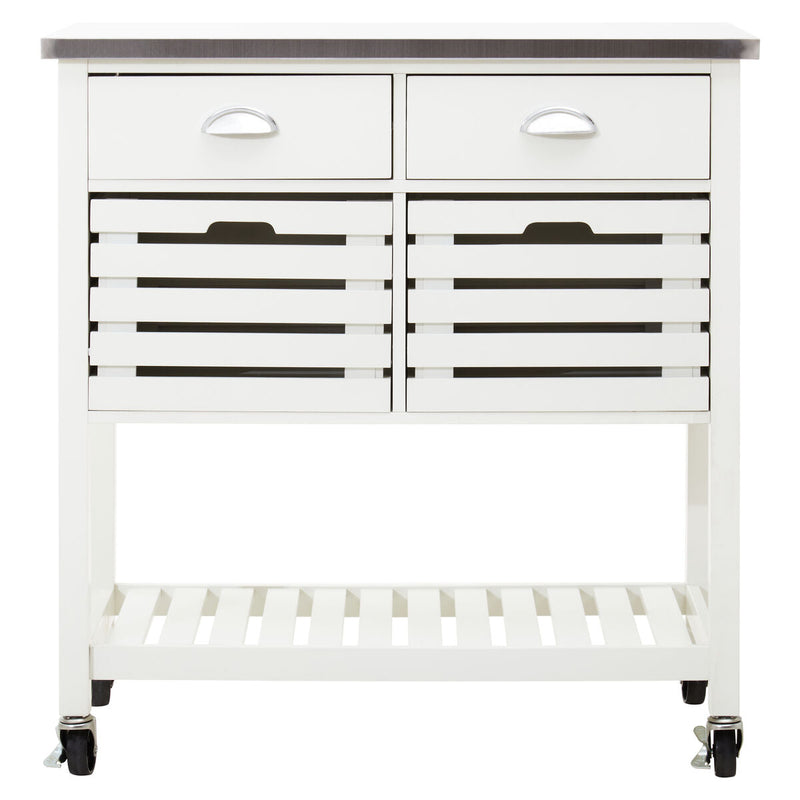 Cream Kitchen Trolley with Drawers and Rack | Frankfurt