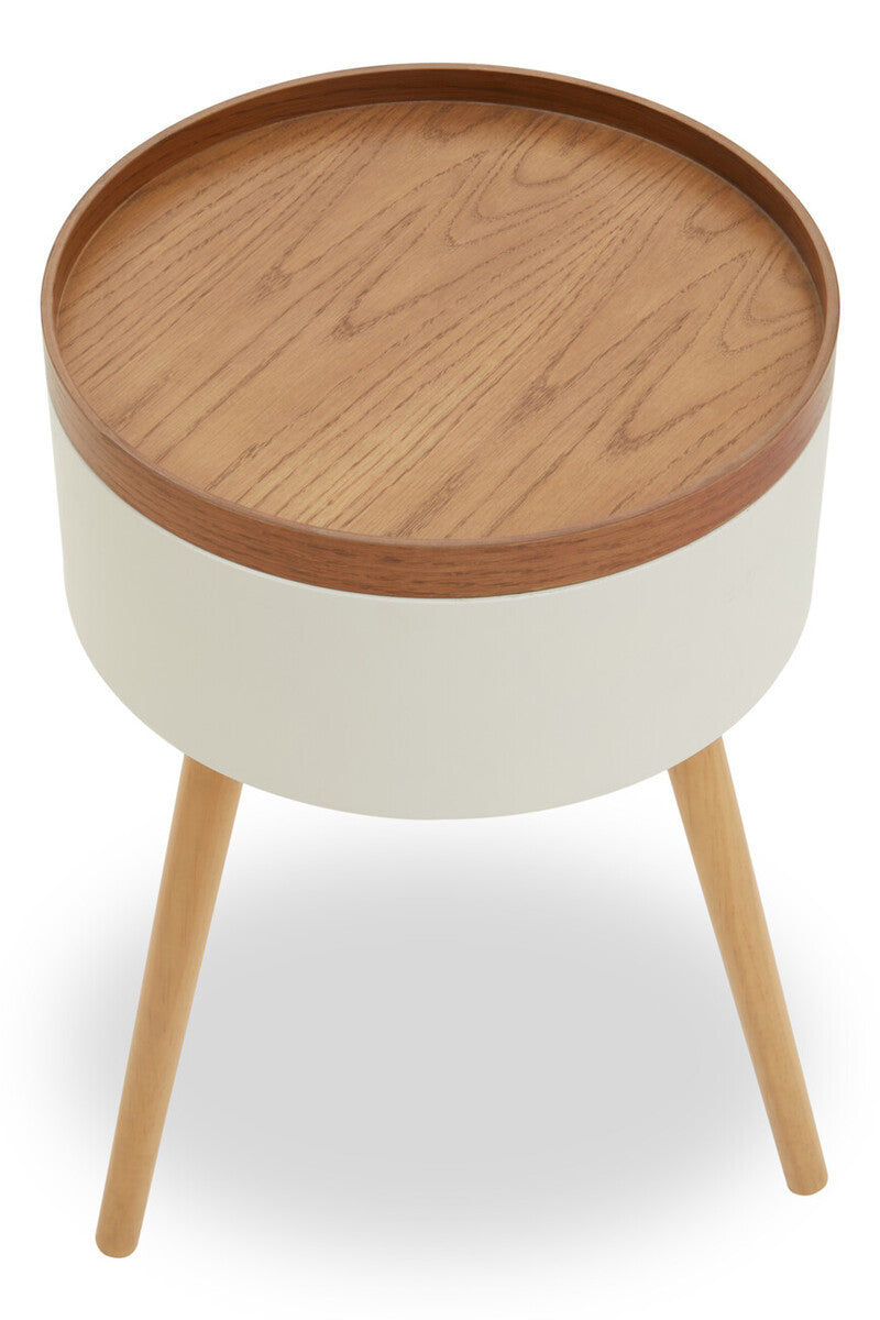 White Storage Round Side Table | Viborg