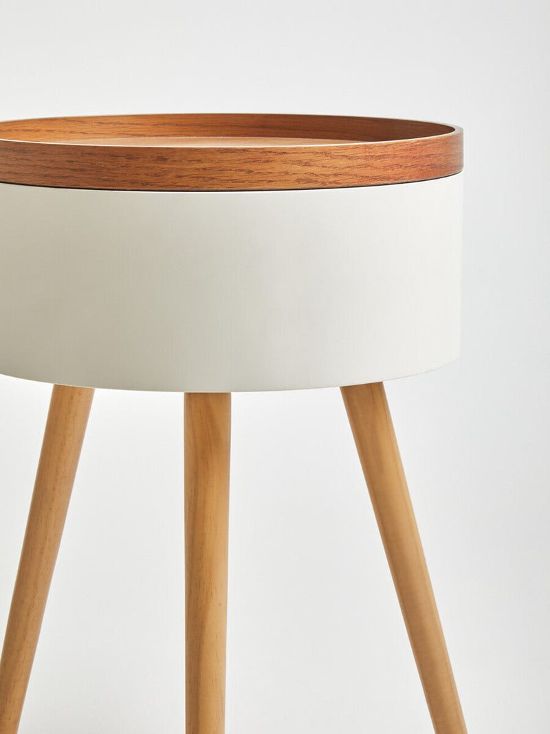 White Storage Round Side Table | Viborg