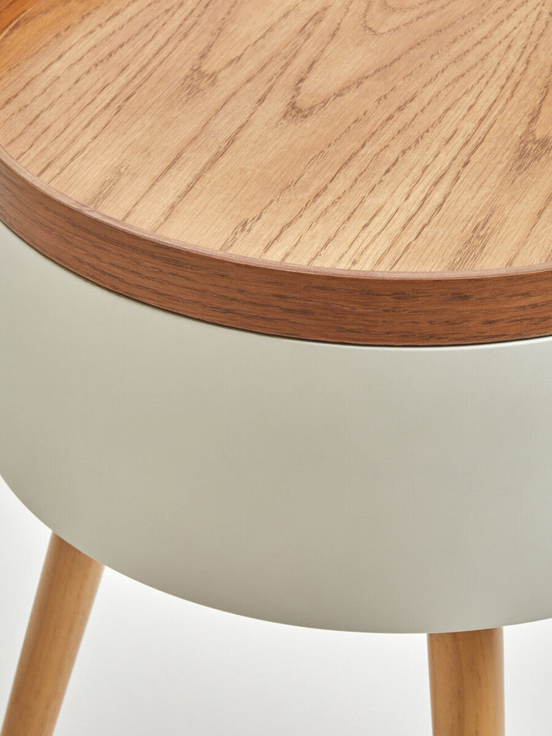 White Storage Round Side Table | Viborg