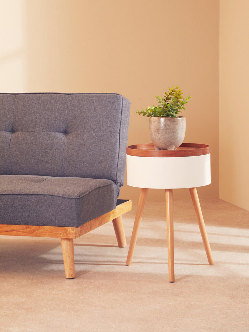 White Storage Round Side Table | Viborg