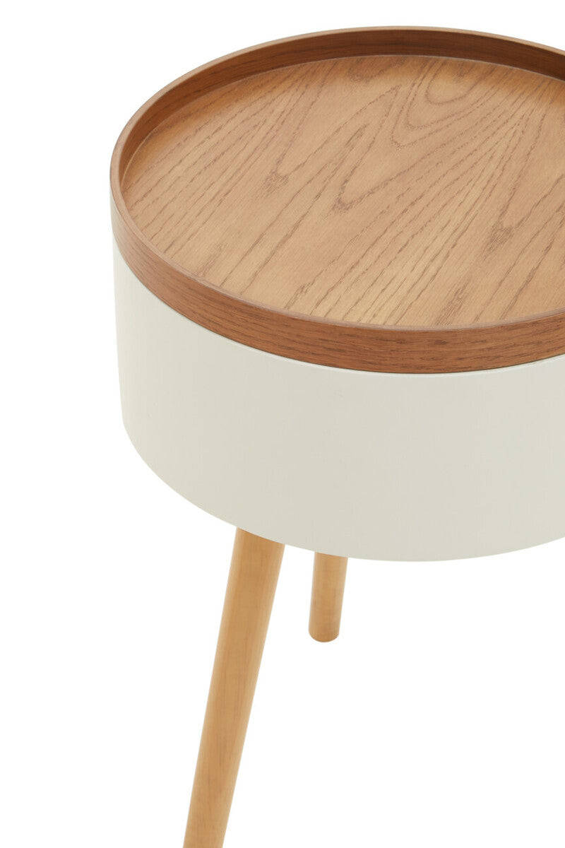 White Storage Round Side Table | Viborg