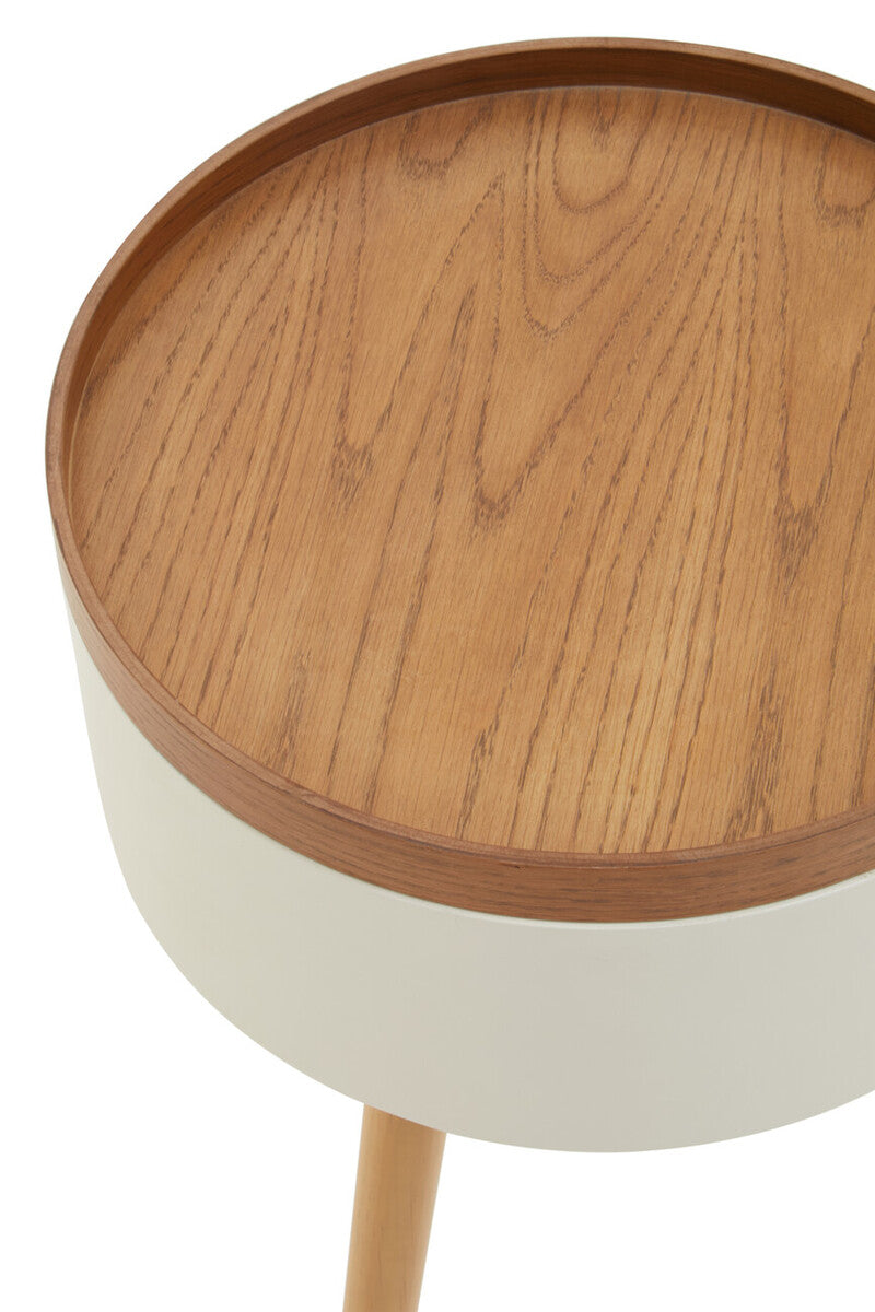 White Storage Round Side Table | Viborg