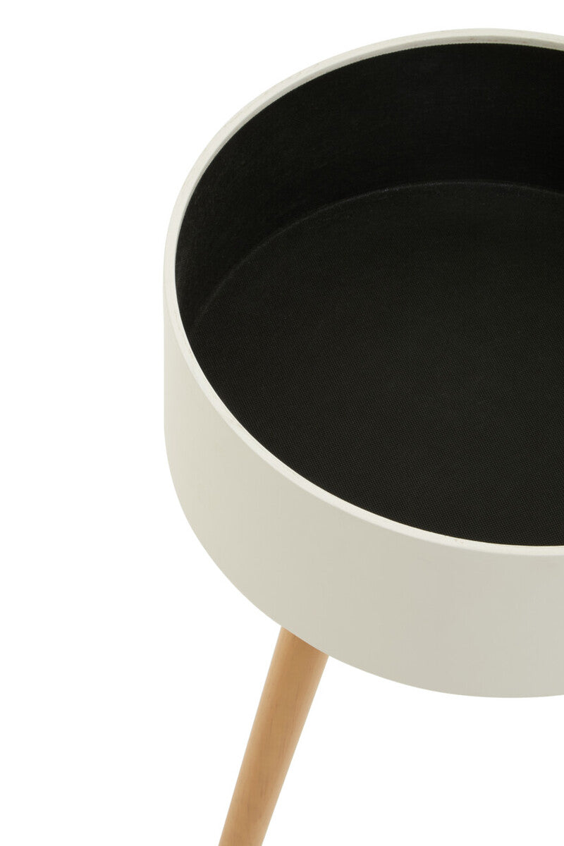 White Storage Round Side Table | Viborg