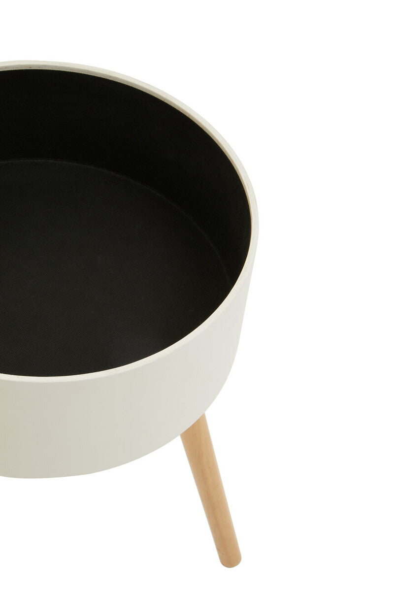 White Storage Round Side Table | Viborg