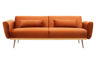 Burnt Orange Velvet Sofa Bed | Hatton