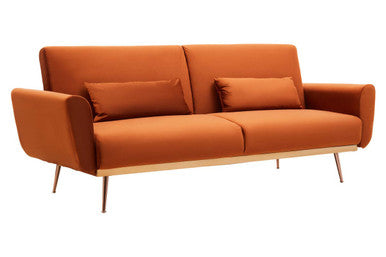 Burnt Orange Velvet Sofa Bed | Hatton