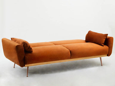 Burnt Orange Velvet Sofa Bed | Hatton
