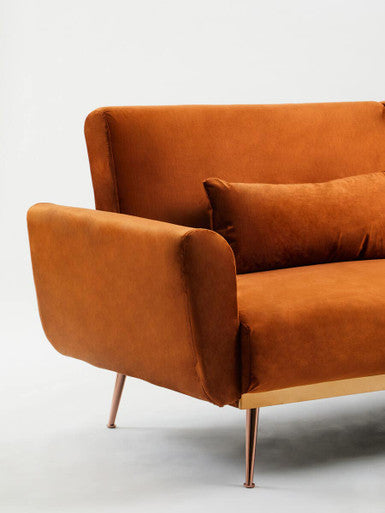 Burnt Orange Velvet Sofa Bed | Hatton