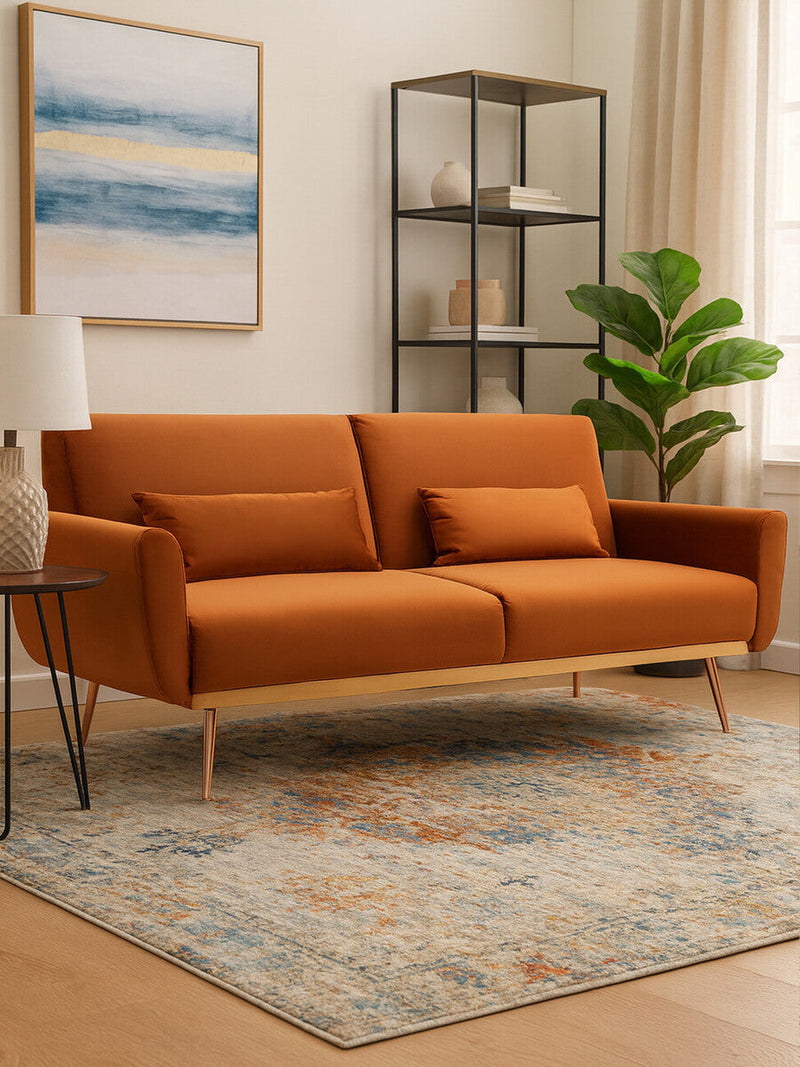 Burnt Orange Velvet Sofa Bed | Hatton
