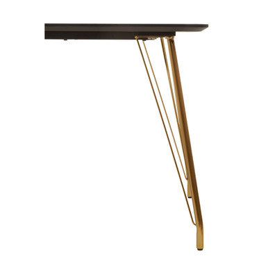 Natural Wood Effect Top Dining Table with Gold Hairpin Metal Base | Veneto