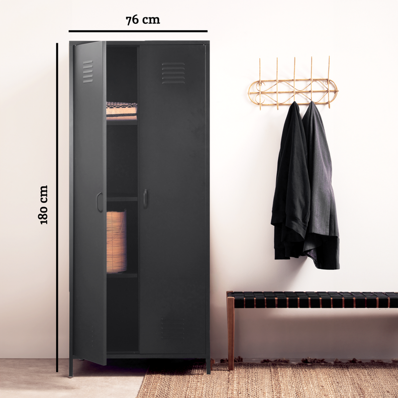 Black Two Door Locker Style Wardrobe | Academy