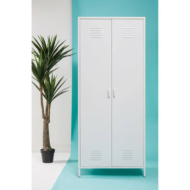 White Two Door Locker Style Wardrobe | Academy