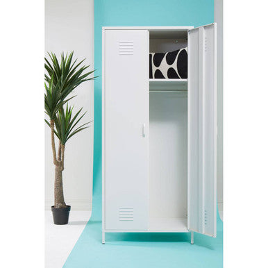 White Two Door Locker Style Wardrobe | Academy