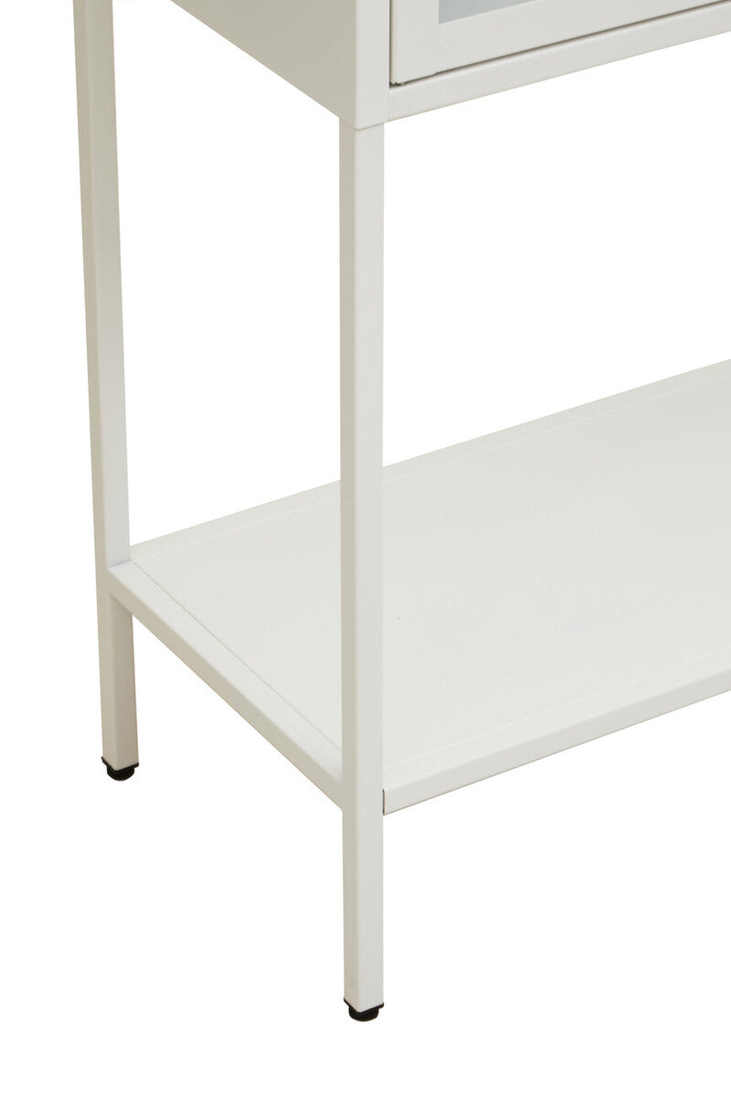 Two Door White Metal Cabinet with Glass Doors | Acier