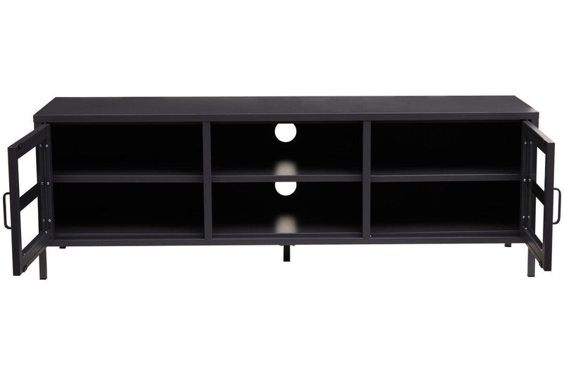 Two Door Black Metal Media Unit | Acier