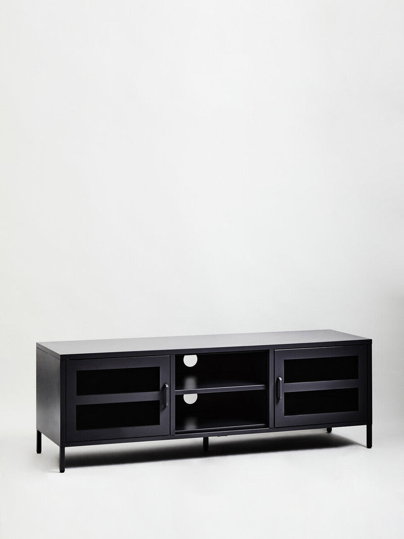 Two Door Black Metal Media Unit | Acier