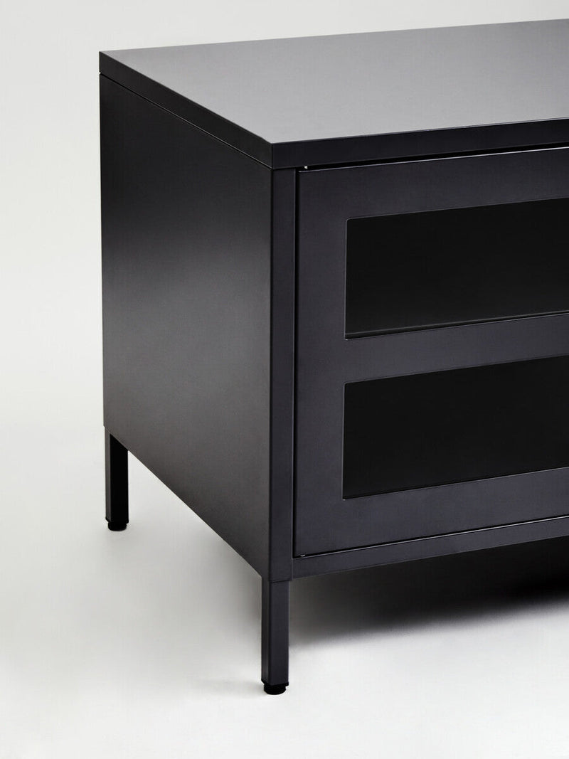 Two Door Black Metal Media Unit | Acier