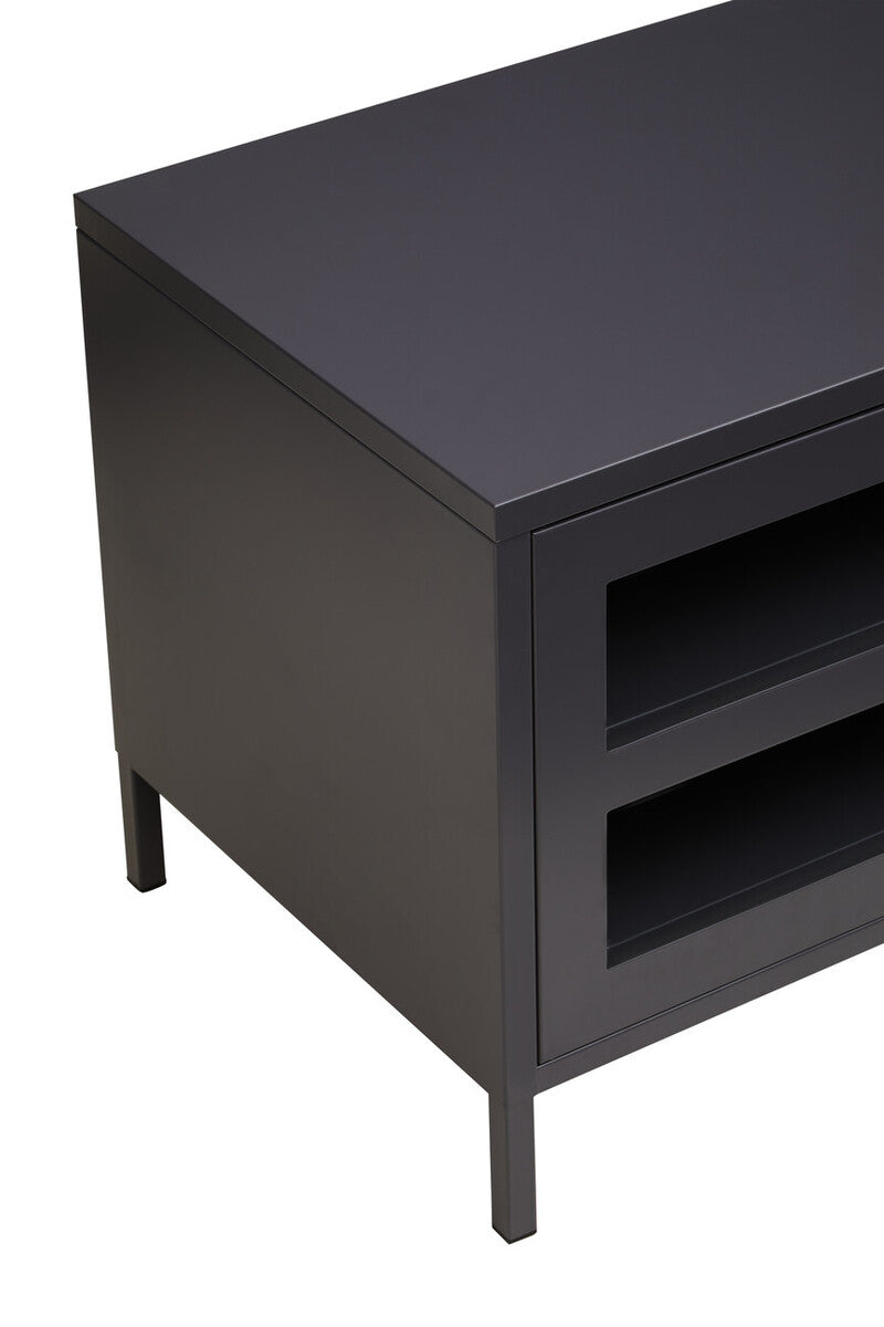 Two Door Black Metal Media Unit | Acier