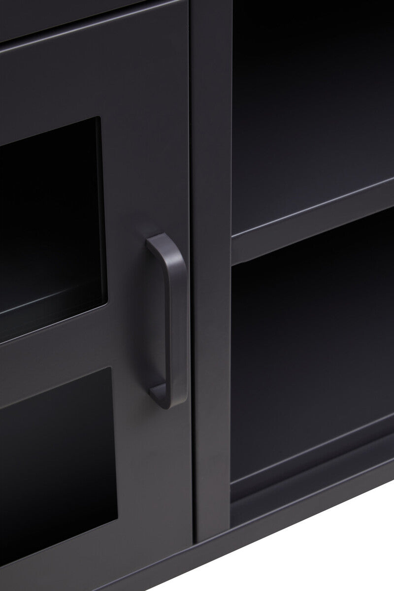 Two Door Black Metal Media Unit | Acier