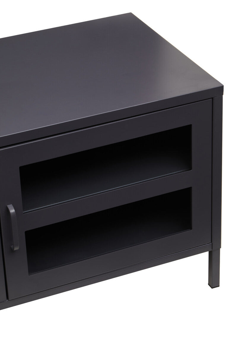 Two Door Black Metal Media Unit | Acier