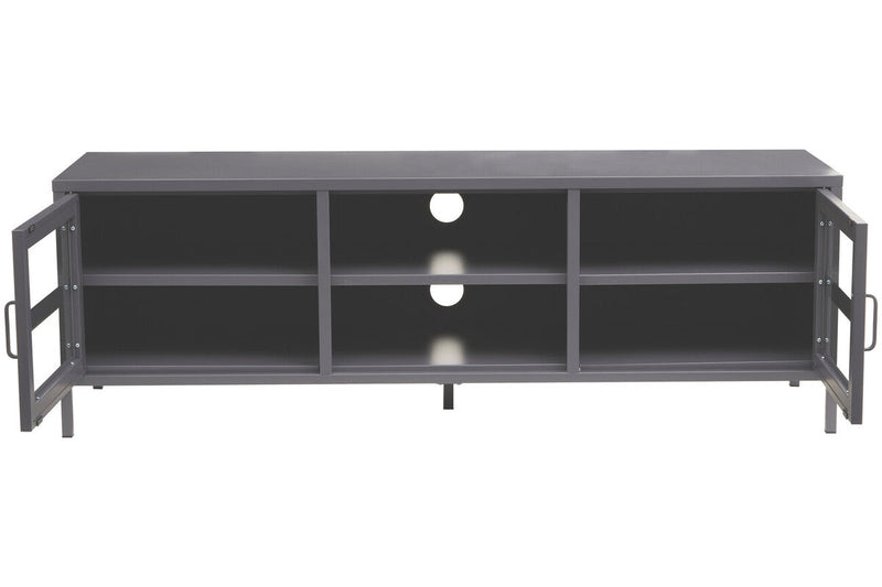 Two Door Grey Metal Media Unit | Acier