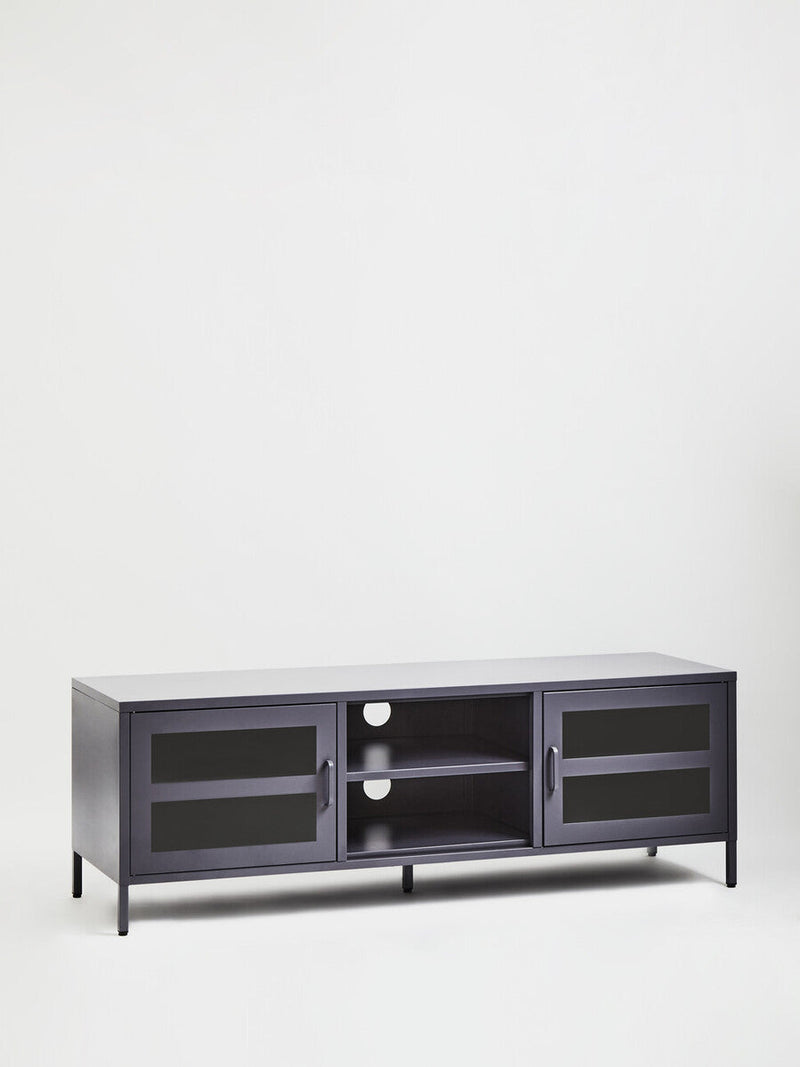 Two Door Grey Metal Media Unit | Acier