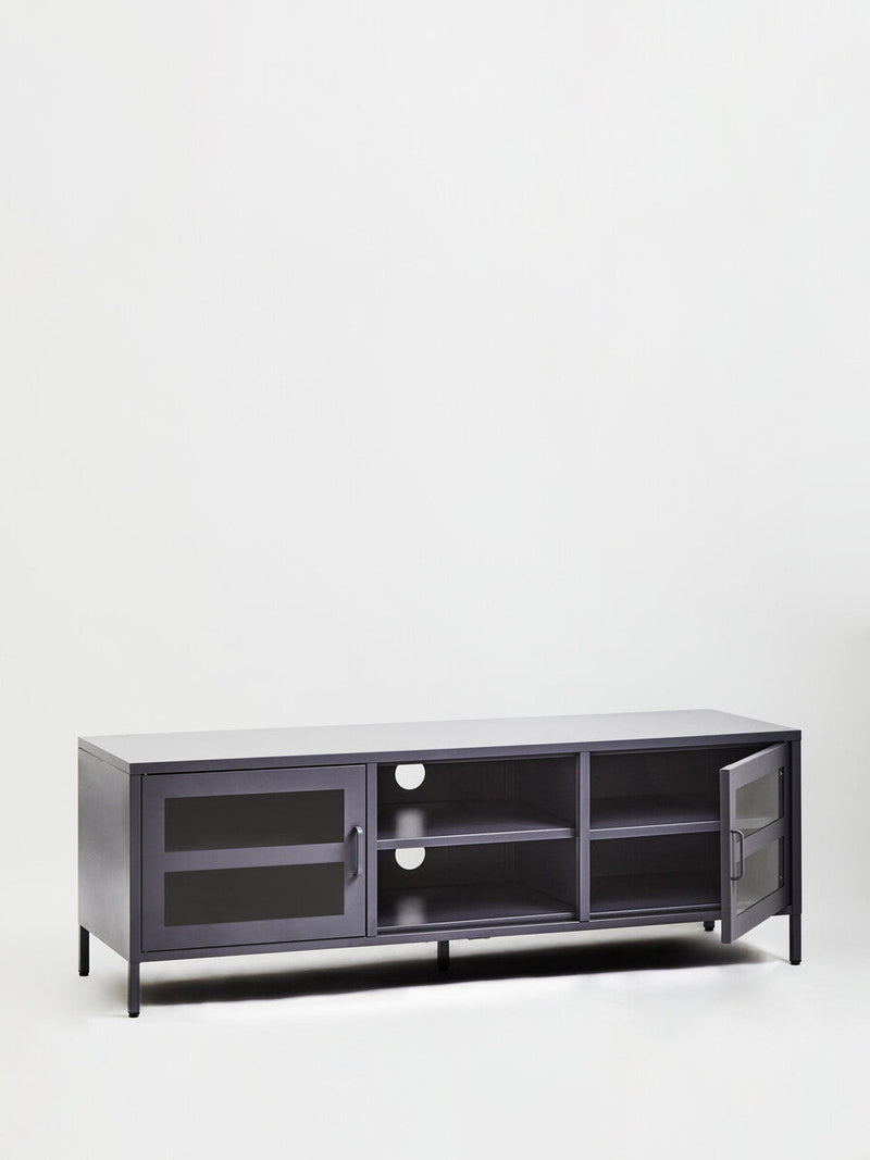 Two Door Grey Metal Media Unit | Acier