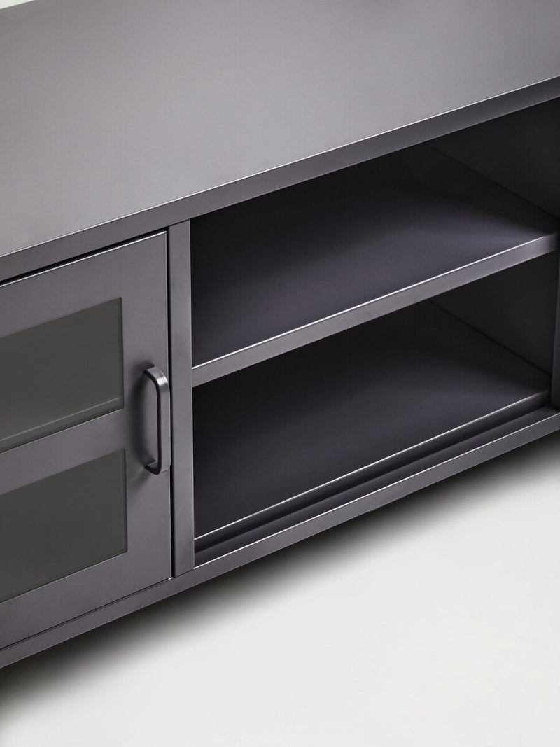 Two Door Grey Metal Media Unit | Acier