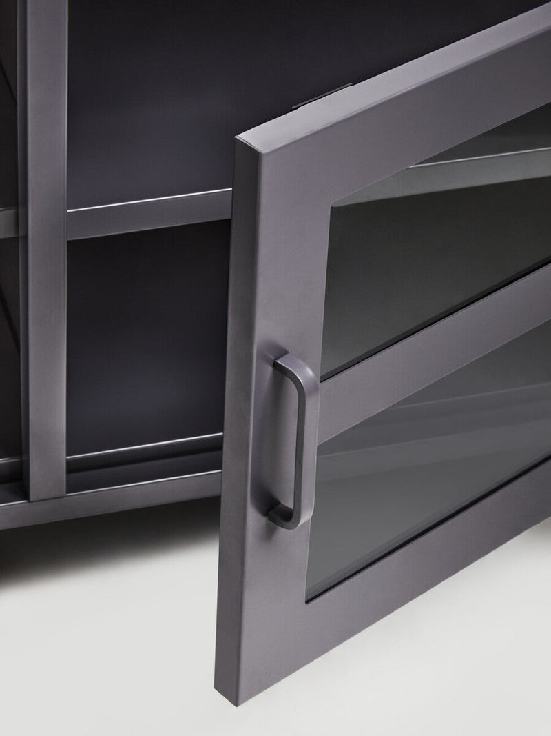 Two Door Grey Metal Media Unit | Acier