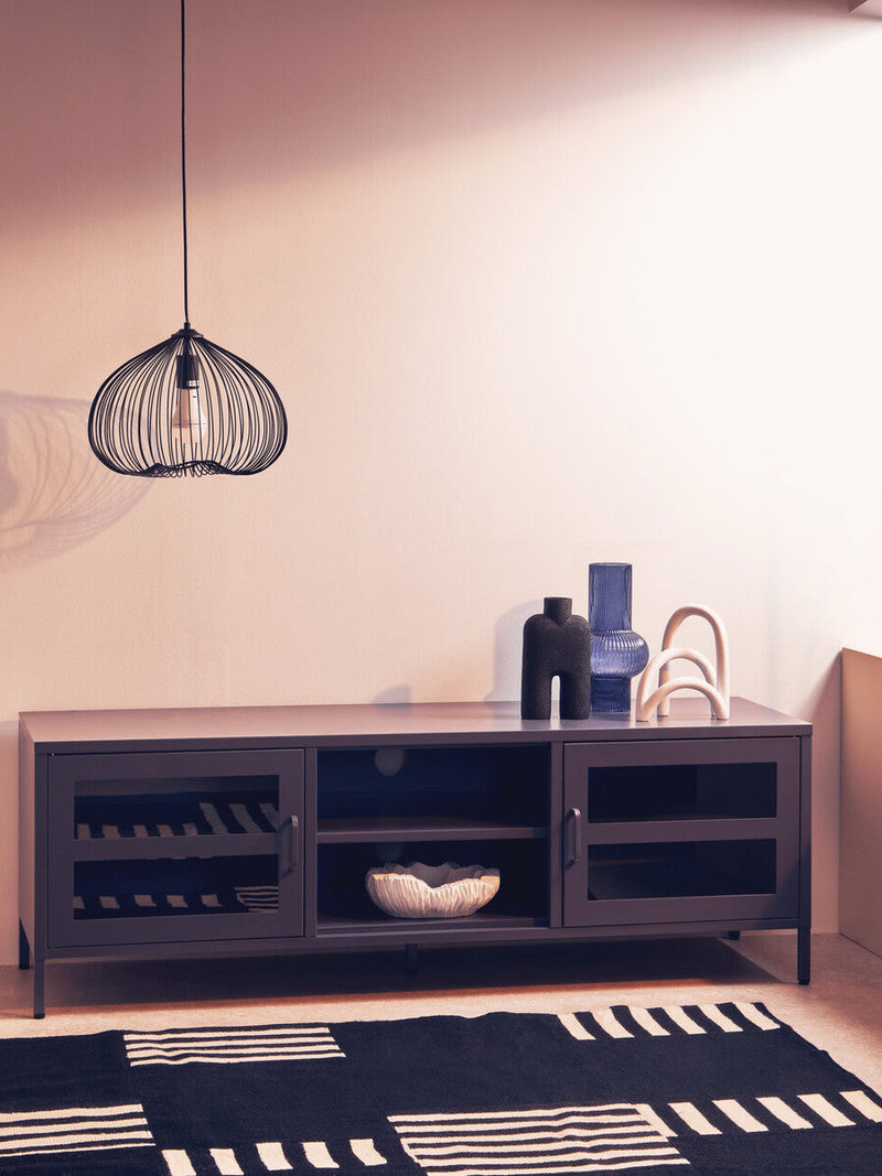 Two Door Grey Metal Media Unit | Acier