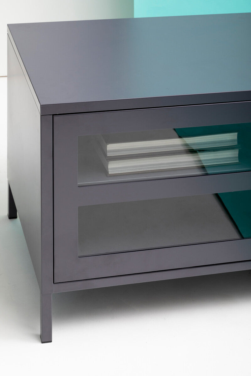 Two Door Grey Metal Media Unit | Acier