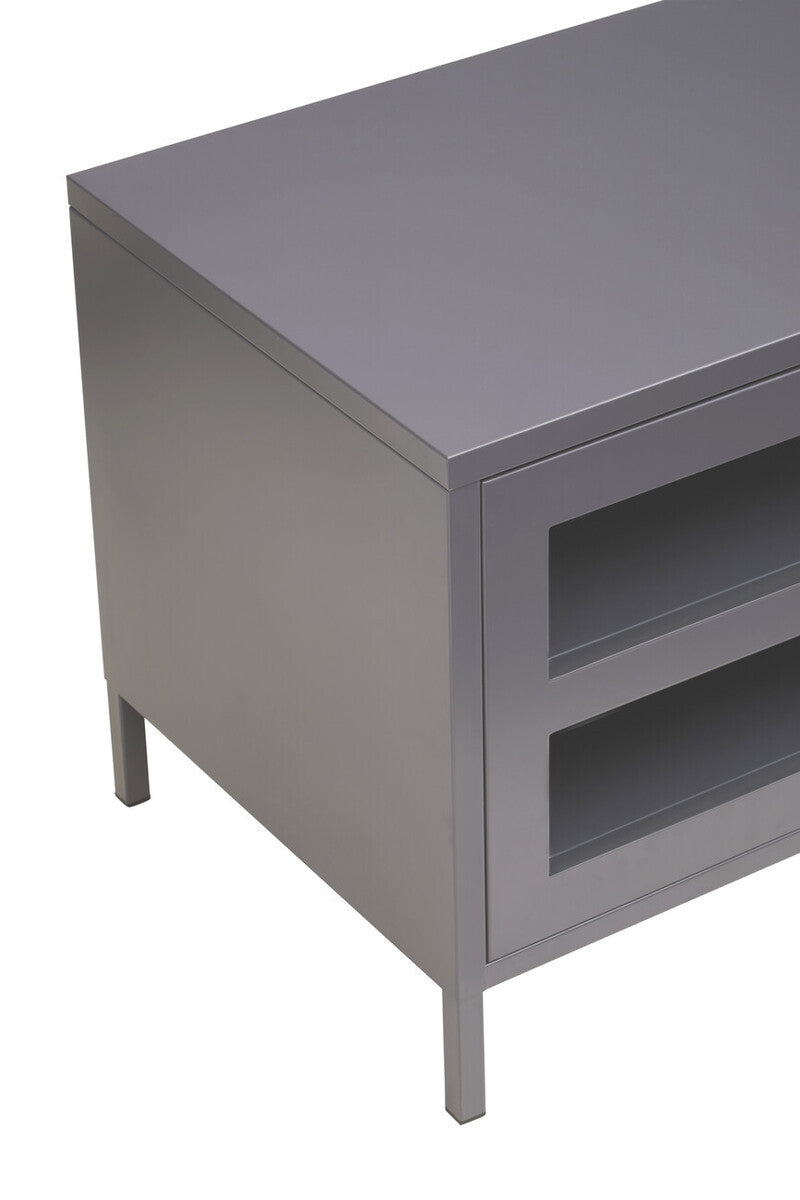 Two Door Grey Metal Media Unit | Acier