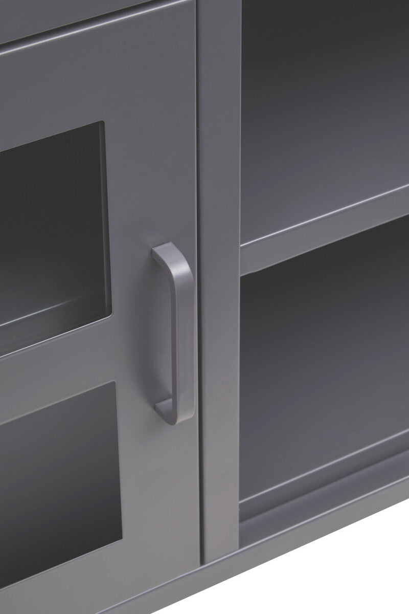 Two Door Grey Metal Media Unit | Acier