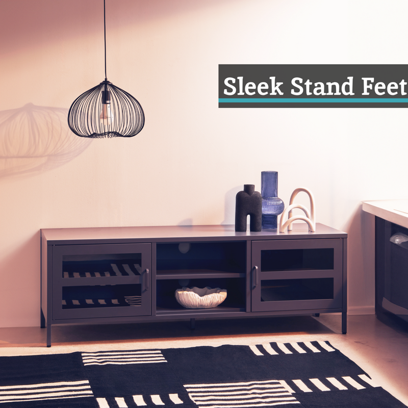 Two Door Grey Metal Media Unit | Acier