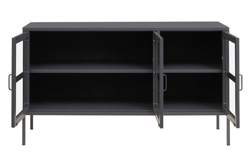 Three Door Grey Metal Sideboard | Acier
