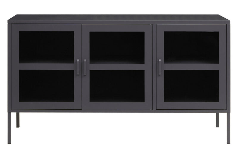 Three Door Grey Metal Sideboard | Acier